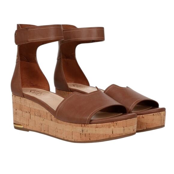 NWOT Franco Sarto Perfetto Cork Wedge Brown Sandals – Sz 10M - Picture 2 of 7